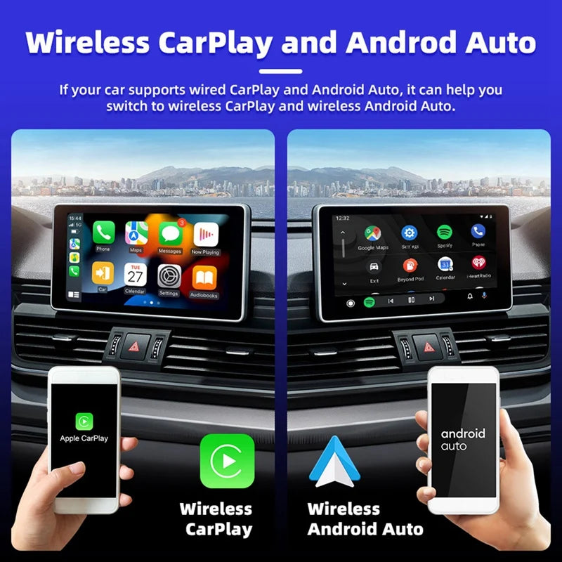 Car AI BOX 2-In-1 Wireless Android Auto CarPlay Adapter