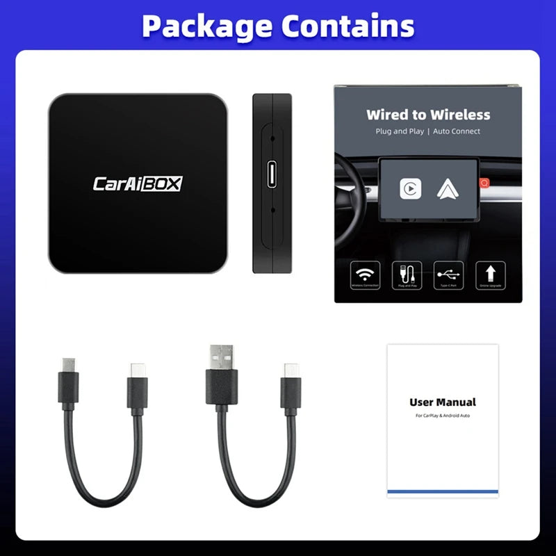 Car AI BOX 2-In-1 Wireless Android Auto CarPlay Adapter