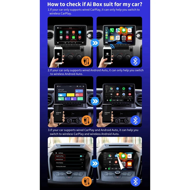Car AI BOX 2-In-1 Wireless Android Auto CarPlay Adapter