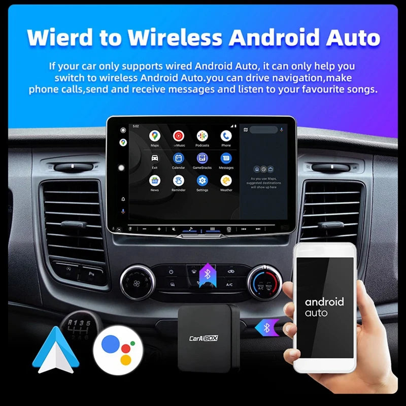 Car AI BOX 2-In-1 Wireless Android Auto CarPlay Adapter